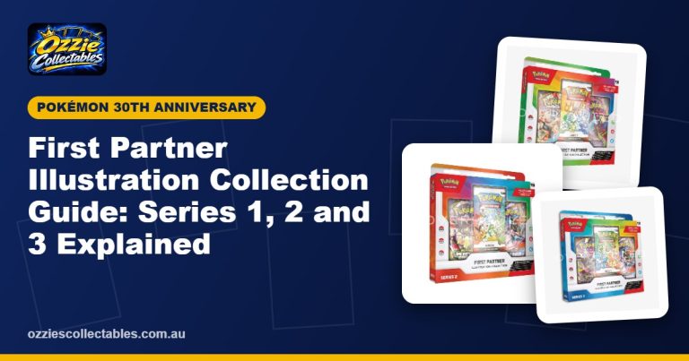 First Partner Illustration Collection boxes for Series 1, 2 and 3 with starter Pokémon promo cards