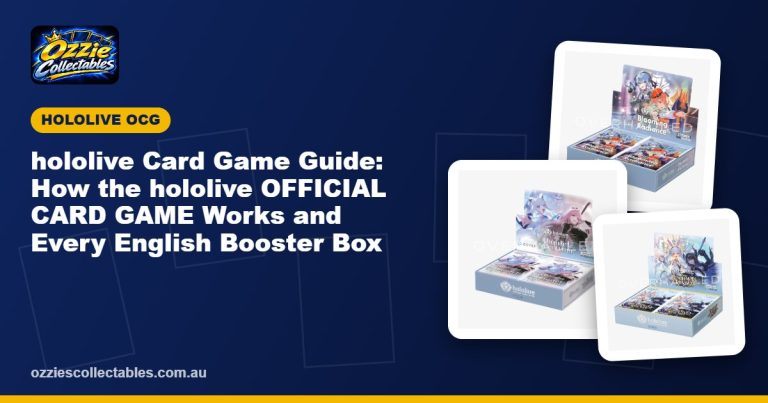 hololive card game English booster boxes from Blooming Radiance to Enchant Regalia