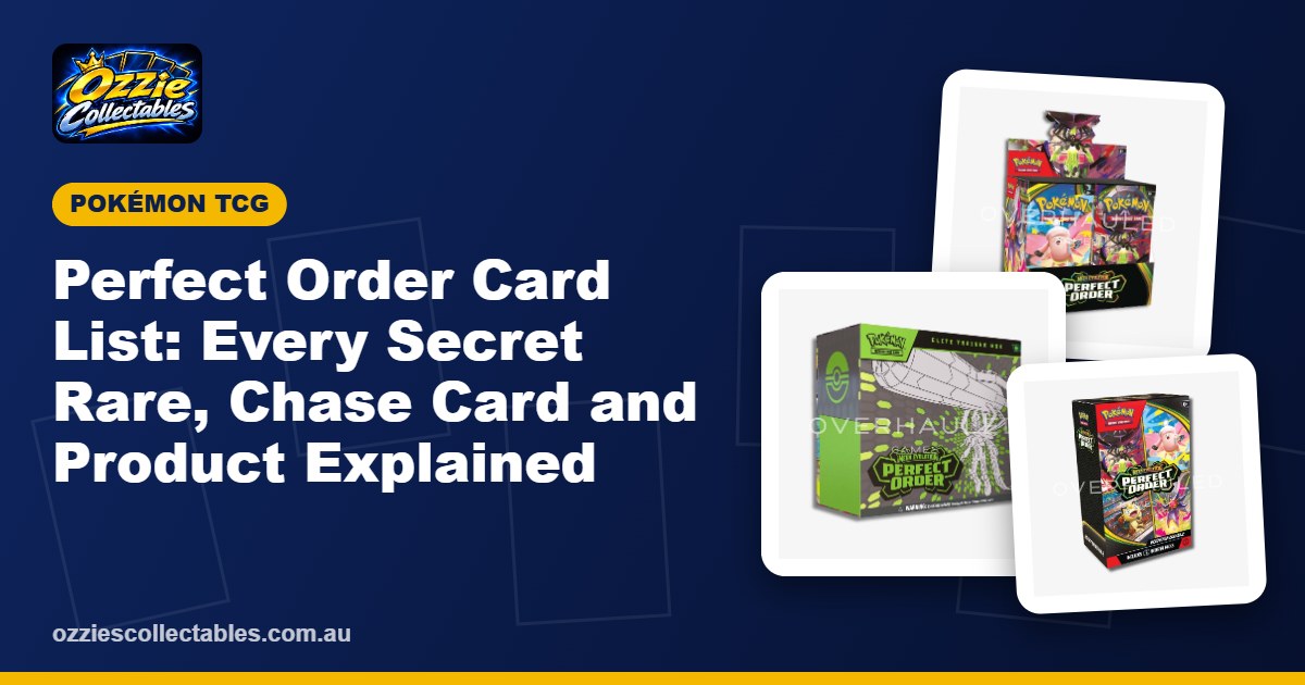 Perfect Order card list guide with Pokémon TCG Mega Evolution ME03 sealed products