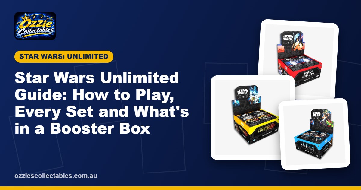 Star Wars Unlimited booster boxes for Spark of Rebellion, Jump to Lightspeed and Legends of the Force